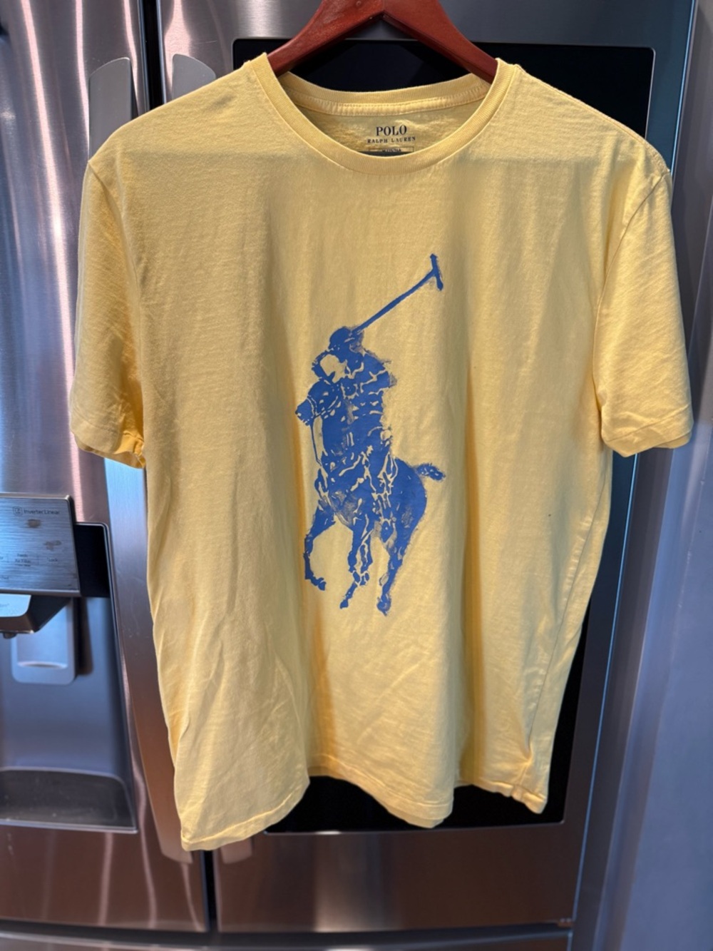 Polo by Ralph Lauren Yellow Tee with Large Blue Polo Player Graphic